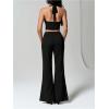 imageMakeMeChic Womens Cheetah Print Top Halter Corset Top Sexy Deep V Neck Going Out TopsBlack
