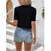 imageMakeMeChic Womens Crew Neck Short Sleeve T Shirt Top Fringe Tassel Summer Casual Tee TopsBlack