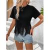 imageMakeMeChic Womens Crew Neck Short Sleeve T Shirt Top Fringe Tassel Summer Casual Tee TopsBlack