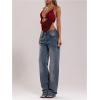 imageMakeMeChic Womens Crochet Halter Top Tie Open Back Metal Ring Draped Front Y2k Rave Festival TopsBurgundy
