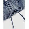 imageMakeMeChic Womens Denim Top Lace Up Sleeveless Halter V Neck Backless Y2K Denim Crop Top VestDark Wash a