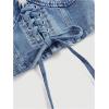 imageMakeMeChic Womens Denim Top Lace Up Sleeveless Halter V Neck Backless Y2K Denim Crop Top VestLight Wash
