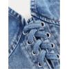 imageMakeMeChic Womens Denim Top Lace Up Sleeveless Halter V Neck Backless Y2K Denim Crop Top VestLight Wash