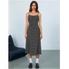 imageMakeMeChic Womens Ditsy Floral Ruffle Midi Dress A Line Spaghetti Strap Cami DressesBlack and White