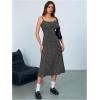 imageMakeMeChic Womens Ditsy Floral Ruffle Midi Dress A Line Spaghetti Strap Cami DressesBlack and White
