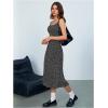 imageMakeMeChic Womens Ditsy Floral Ruffle Midi Dress A Line Spaghetti Strap Cami DressesBlack and White