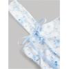 imageMakeMeChic Womens Floral Bow Wide Strap Cami Top Ruched Sleeveless Tank Crop TopsBlue and White