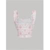 imageMakeMeChic Womens Floral Bow Wide Strap Cami Top Ruched Sleeveless Tank Crop TopsPink
