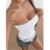 imageMakeMeChic Womens Floral Lace Strapless Tube Top Ruched Backless Y2k Bandeau TopsWhite