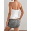 imageMakeMeChic Womens Floral Lace Strapless Tube Top Ruched Backless Y2k Bandeau TopsWhite