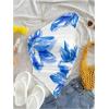 imageMakeMeChic Womens Floral One Shoulder Tank Top Ruched Asymmetrical Sleeveless Y2k TopsBlue and White