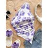 imageMakeMeChic Womens Floral One Shoulder Tank Top Ruched Asymmetrical Sleeveless Y2k TopsPurple