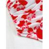 imageMakeMeChic Womens Floral One Shoulder Tank Top Ruched Asymmetrical Sleeveless Y2k TopsRed and White