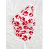 imageMakeMeChic Womens Floral One Shoulder Tank Top Ruched Asymmetrical Sleeveless Y2k TopsRed and White