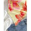 imageMakeMeChic Womens Floral One Shoulder Tank Top Ruched Asymmetrical Sleeveless Y2k TopsYellow