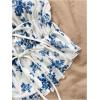 imageMakeMeChic Womens Floral Print Halter Top Shirred Lettuce Trim Knot Front Summer ShirtMulticolor