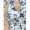 imageMakeMeChic Womens Floral Print Halter Top Shirred Lettuce Trim Knot Front Summer ShirtMulticolor