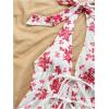imageMakeMeChic Womens Floral Print Halter Top Shirred Lettuce Trim Knot Front Summer ShirtRed and White