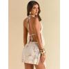 imageMakeMeChic Womens Floral Sequin Halter Top Tie Backless Slim Fitted Summer Crop TopsApricot