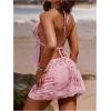 imageMakeMeChic Womens Floral Sequin Halter Top Tie Backless Slim Fitted Summer Crop TopsLight Pink