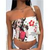 imageMakeMeChic Womens Floral Summer Tops Strapless Tube Crop Tops Backless Bandeau TopMulticolor