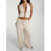imageMakeMeChic Womens Floral Textured Halter Top Sleeveless Tie Back Elegant Cami Crop TopsBeige