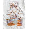 imageMakeMeChic Womens Floral Tie Dye Halter Top Ruched Criss Cross Cut Out Boho Crop TopsMulticolor
