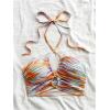 imageMakeMeChic Womens Floral Tie Dye Halter Top Ruched Criss Cross Cut Out Boho Crop TopsMulticolor