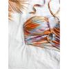 imageMakeMeChic Womens Floral Tie Dye Halter Top Ruched Criss Cross Cut Out Boho Crop TopsMulticolor