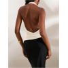 imageMakeMeChic Womens Going Out Tops Sexy Deep V Cowl Neck Blackless Sequin Halter TopApricot