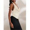 imageMakeMeChic Womens Going Out Tops Sexy Deep V Cowl Neck Blackless Sequin Halter TopApricot