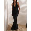imageMakeMeChic Womens Going Out Tops Sexy Deep V Cowl Neck Blackless Sequin Halter TopBlack