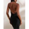 imageMakeMeChic Womens Going Out Tops Sexy Deep V Cowl Neck Blackless Sequin Halter TopBlack