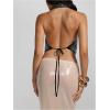 imageMakeMeChic Womens Going Out Tops Sexy Deep V Cowl Neck Blackless Sequin Halter TopBlack Sequin