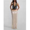 imageMakeMeChic Womens Going Out Tops Sexy Deep V Cowl Neck Blackless Sequin Halter TopBlack Sequin