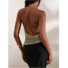 imageMakeMeChic Womens Going Out Tops Sexy Deep V Cowl Neck Blackless Sequin Halter TopOlive Green