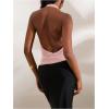 imageMakeMeChic Womens Going Out Tops Sexy Deep V Cowl Neck Blackless Sequin Halter TopPink
