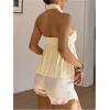 imageMakeMeChic Womens Halter Tops Ruched Backless Ruffle Hem Shirred Going Out Tank TopApricot