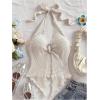 imageMakeMeChic Womens Halter Tops Slit Twist Front Backless Cute Summer Tank TopBuckle Beige