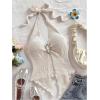imageMakeMeChic Womens Halter Tops Slit Twist Front Backless Cute Summer Tank TopBuckle Beige