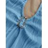 imageMakeMeChic Womens Halter Tops Slit Twist Front Backless Cute Summer Tank TopBuckle Blue Solid