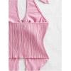 imageMakeMeChic Womens Halter Tops Slit Twist Front Backless Cute Summer Tank TopBuckle Pink