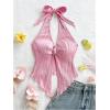 imageMakeMeChic Womens Halter Tops Slit Twist Front Backless Cute Summer Tank TopBuckle Pink