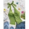 imageMakeMeChic Womens Halter Tops Slit Twist Front Backless Cute Summer Tank TopGreen