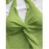 imageMakeMeChic Womens Halter Tops Slit Twist Front Backless Cute Summer Tank TopGreen