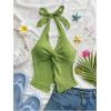 imageMakeMeChic Womens Halter Tops Slit Twist Front Backless Cute Summer Tank TopGreen