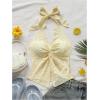 imageMakeMeChic Womens Halter Tops Slit Twist Front Backless Cute Summer Tank TopLight Yellow