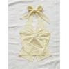 imageMakeMeChic Womens Halter Tops Slit Twist Front Backless Cute Summer Tank TopLight Yellow