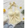 imageMakeMeChic Womens Halter Tops Slit Twist Front Backless Cute Summer Tank TopLight Yellow