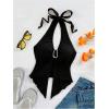 imageMakeMeChic Womens Halter Tops Slit Twist Front Backless Cute Summer Tank TopPlain Black